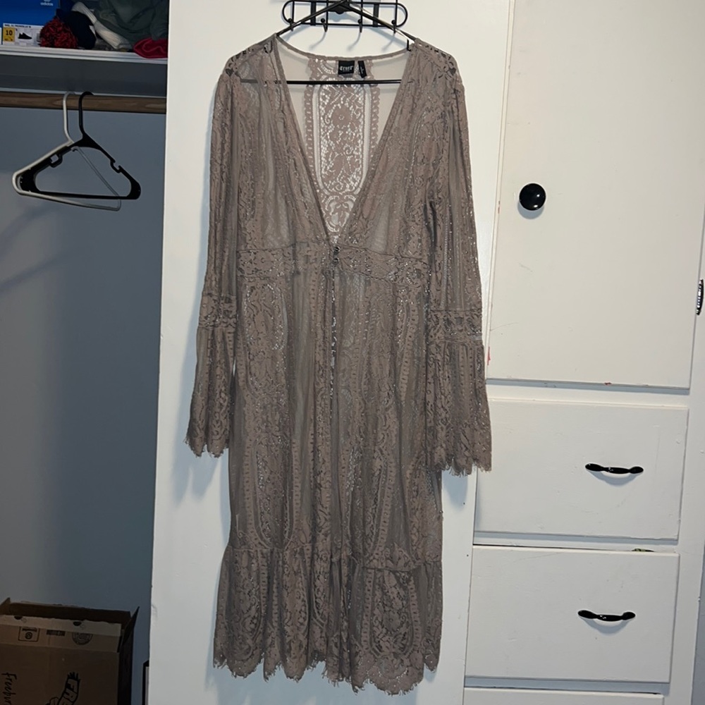 Western lace long cardigan